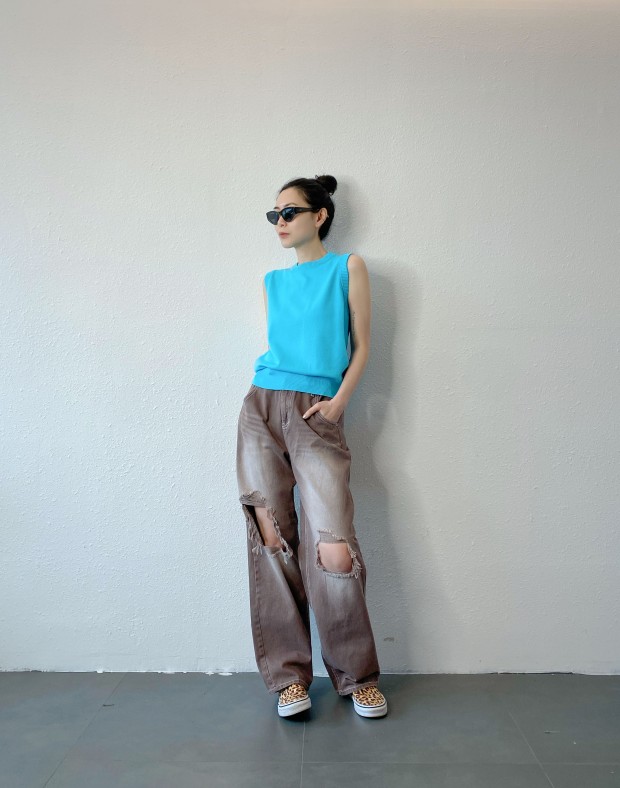 Blue Cut Out Back Vest #250428